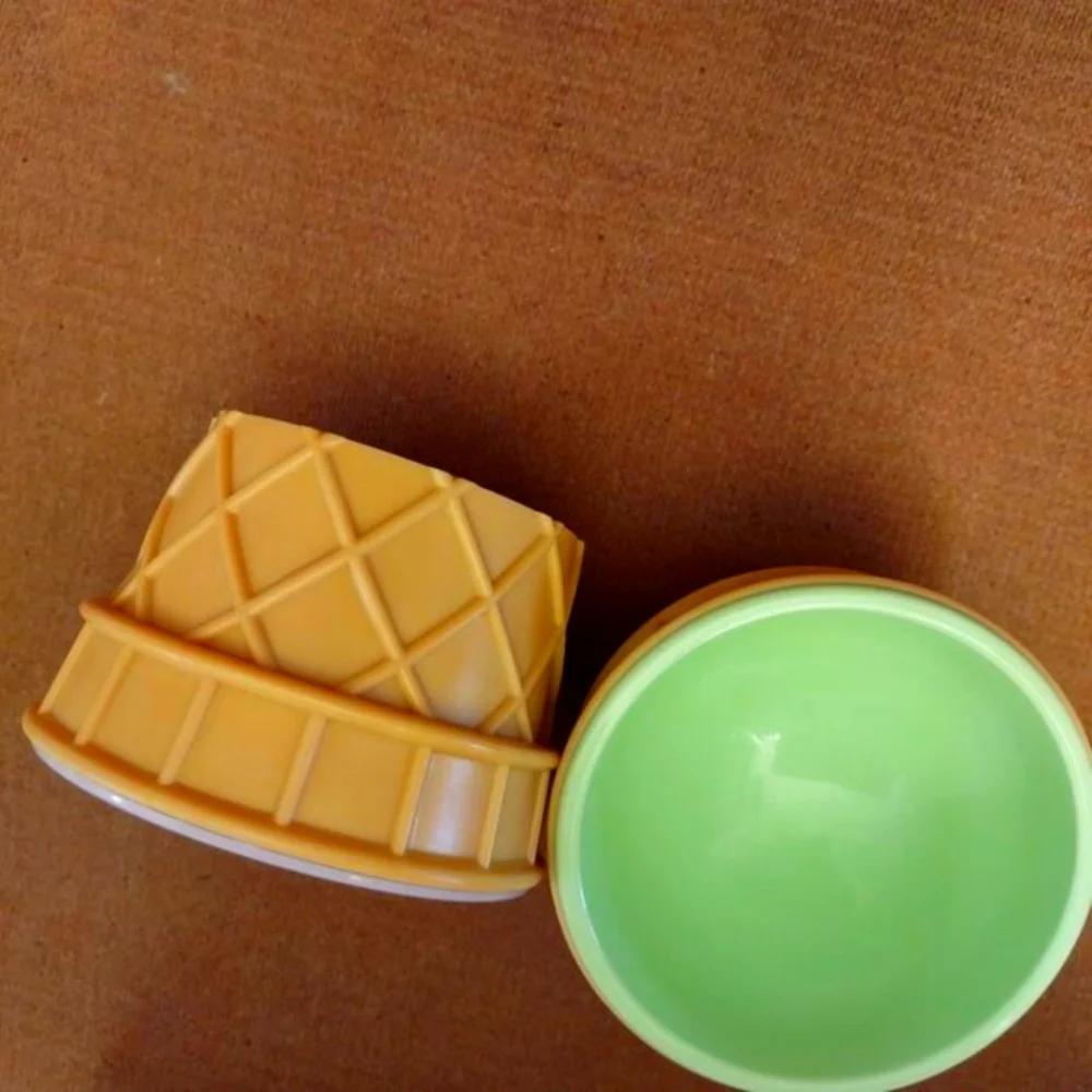 Ice Cream Cone Shaped Plastic Bowls Set Of 2 Yellow Green & Purple Colors
